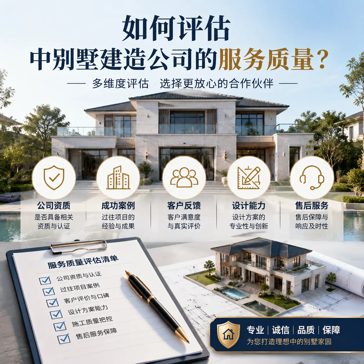 如何评估 道真 中别墅建造公司的服务质量？